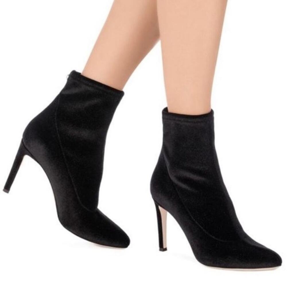 Giuseppe Zanotti Bimba Franklin Velvet Glitter Ankle Boots size 7.5 37 1/2